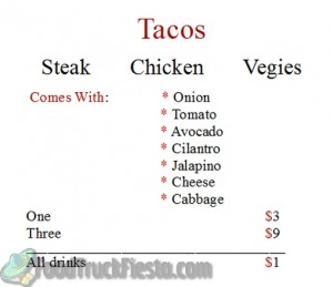 Chef On Wheels DC Food Truck Menu